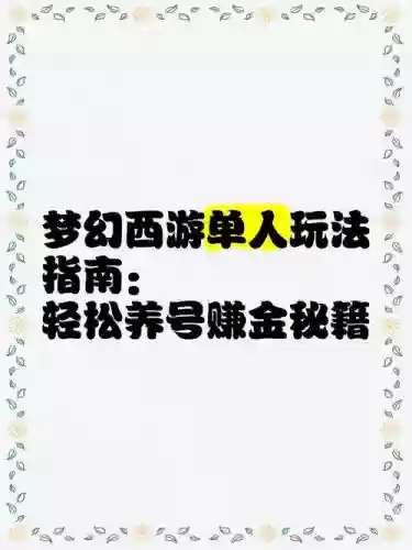 梦幻西游一个人的玩法插图